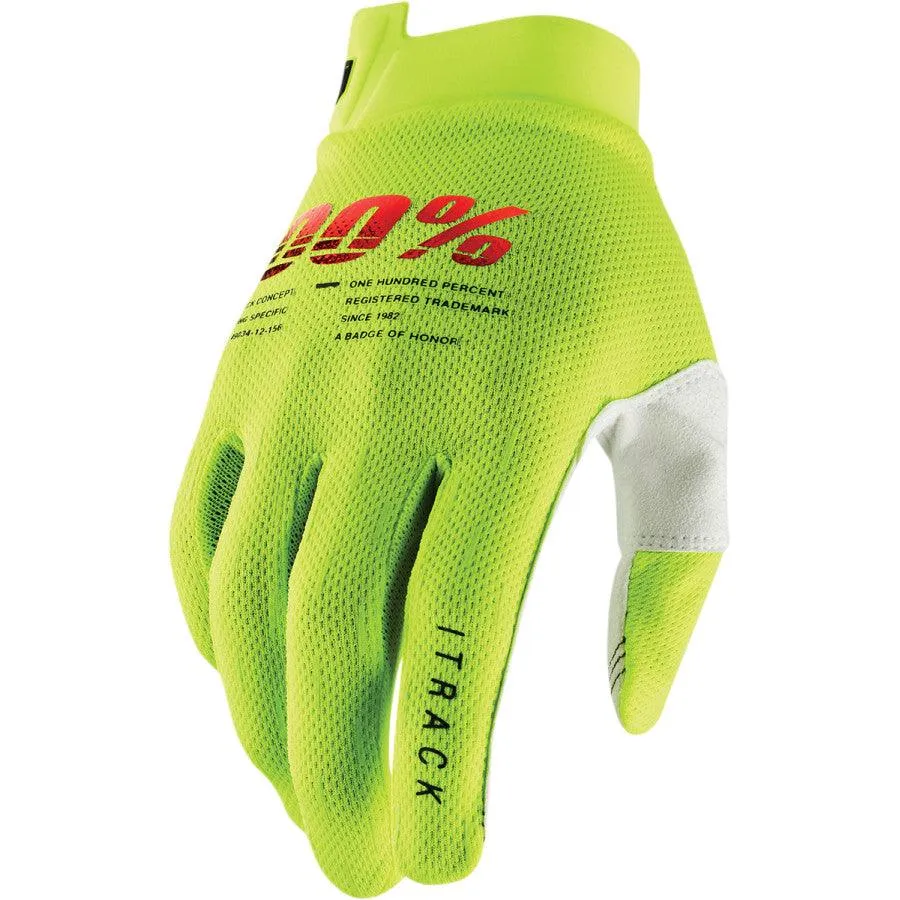 100% Youth iTrack Gloves - Fluo Yellow