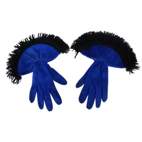 1980s Nina Ricci Royal Blue Suede Gauntlet Gloves