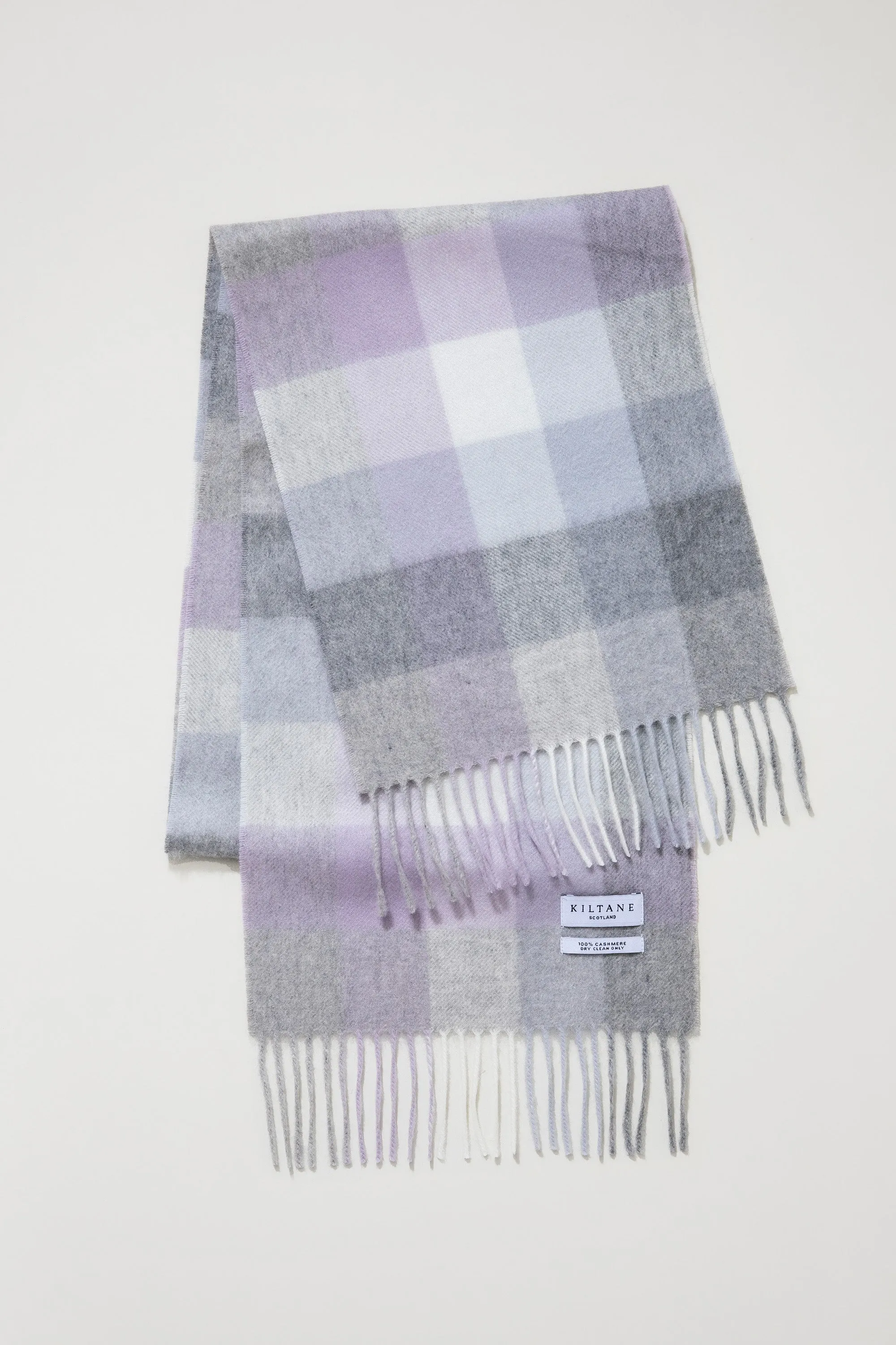 5 Square Check Cashmere Scarf - Lilac