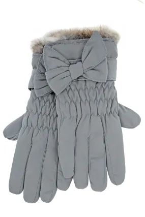 ADORIA Grey Bow Waterproof Women Gloves