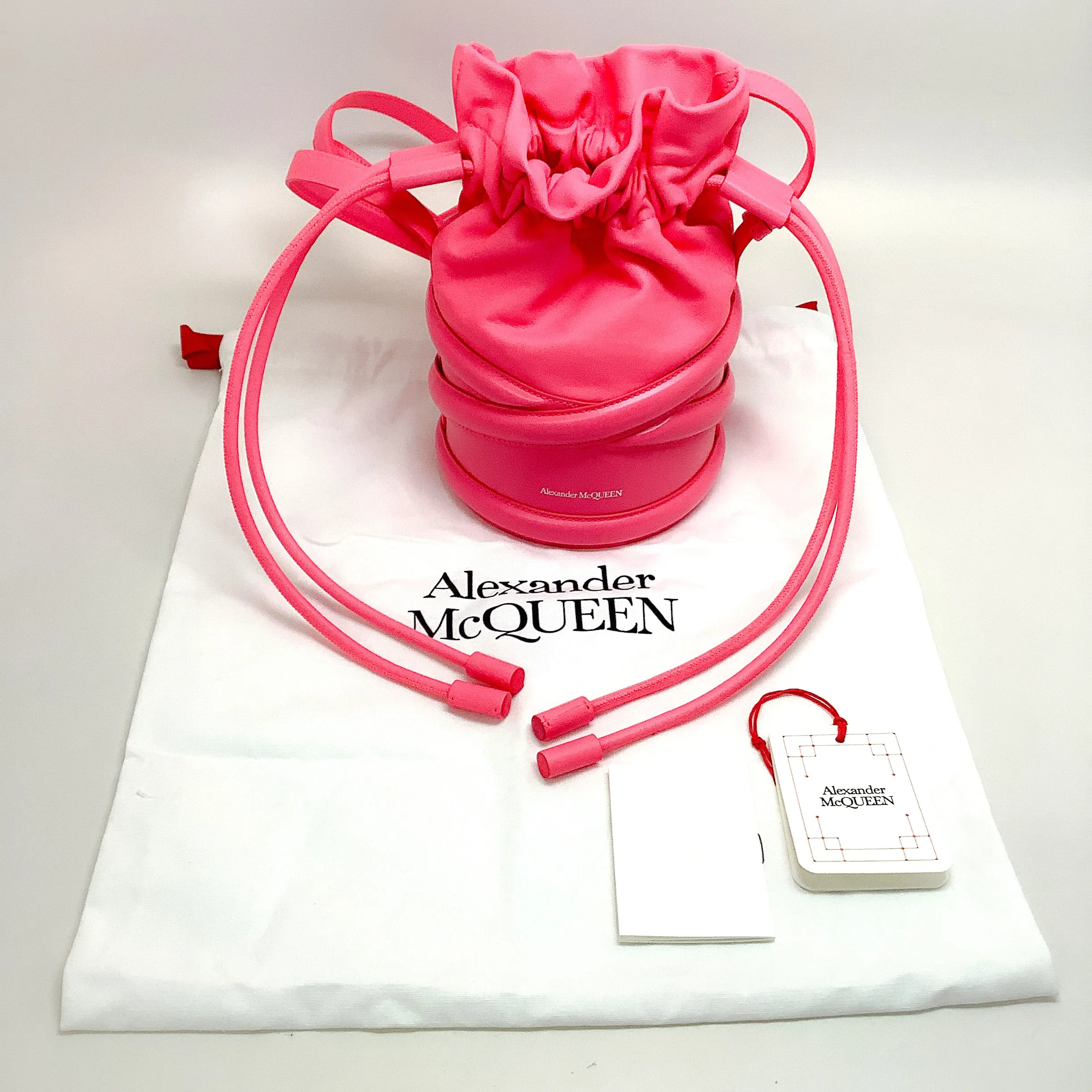 Alexander McQueen Neon Pink Soft Curve Drawstring Bag