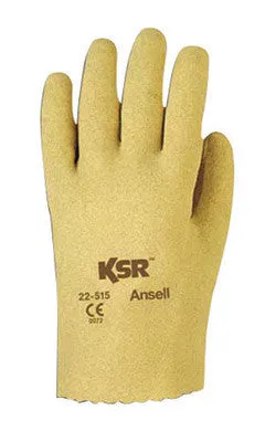 Ansell Size 7 KSR Light Duty Multi-Purpose Cut And Abrasion Resistant Tan Vinyl Fully Coated Work Gloves With Interlock Knit Liner And Slip-On Cuff