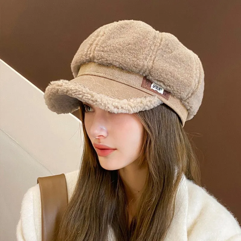 Autumn And Winter Woolen Thick Warm Peaked Cap