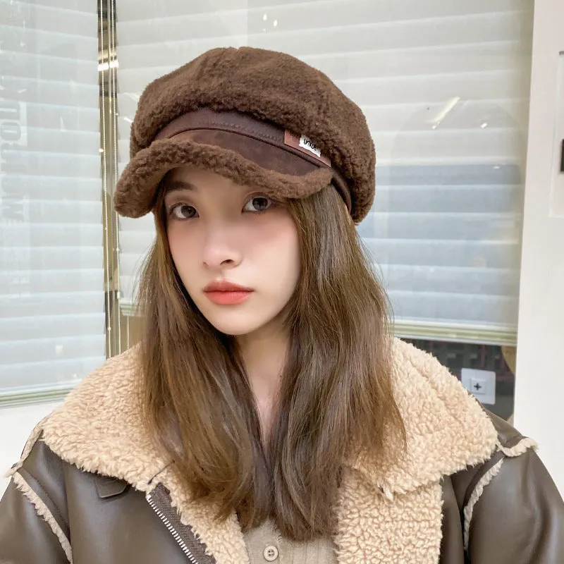 Autumn And Winter Woolen Thick Warm Peaked Cap