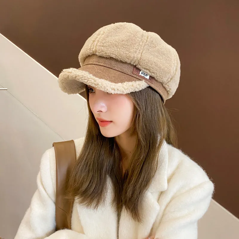 Autumn And Winter Woolen Thick Warm Peaked Cap