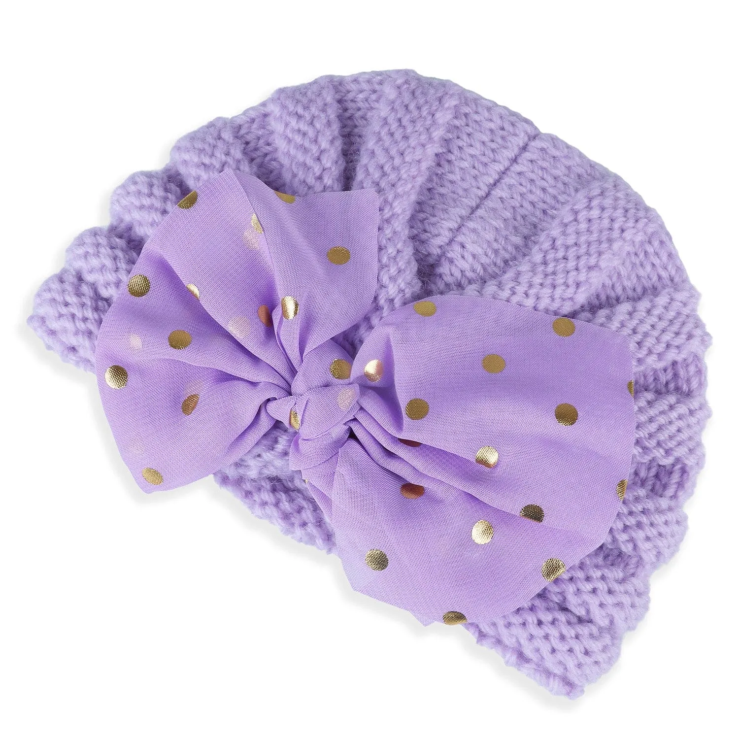 Baby Moo Partywear Sequence Bow 2 Pack Turban Caps - Lilac And White