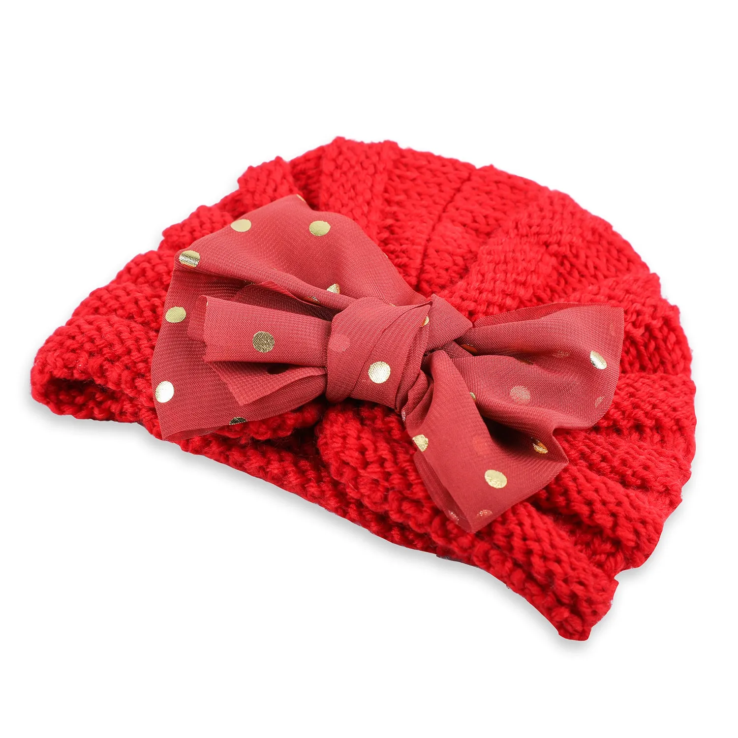 Baby Moo Partywear Sequence Bow 2 Pack Turban Caps - Red And Grey