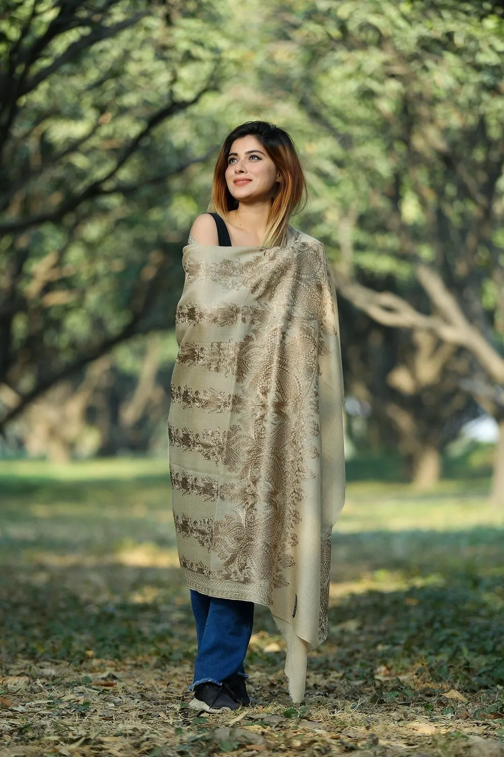 BEIGE COLOUR SHAWL DEFINES FEMINISM AND ENHANCES SOPHISTICATION