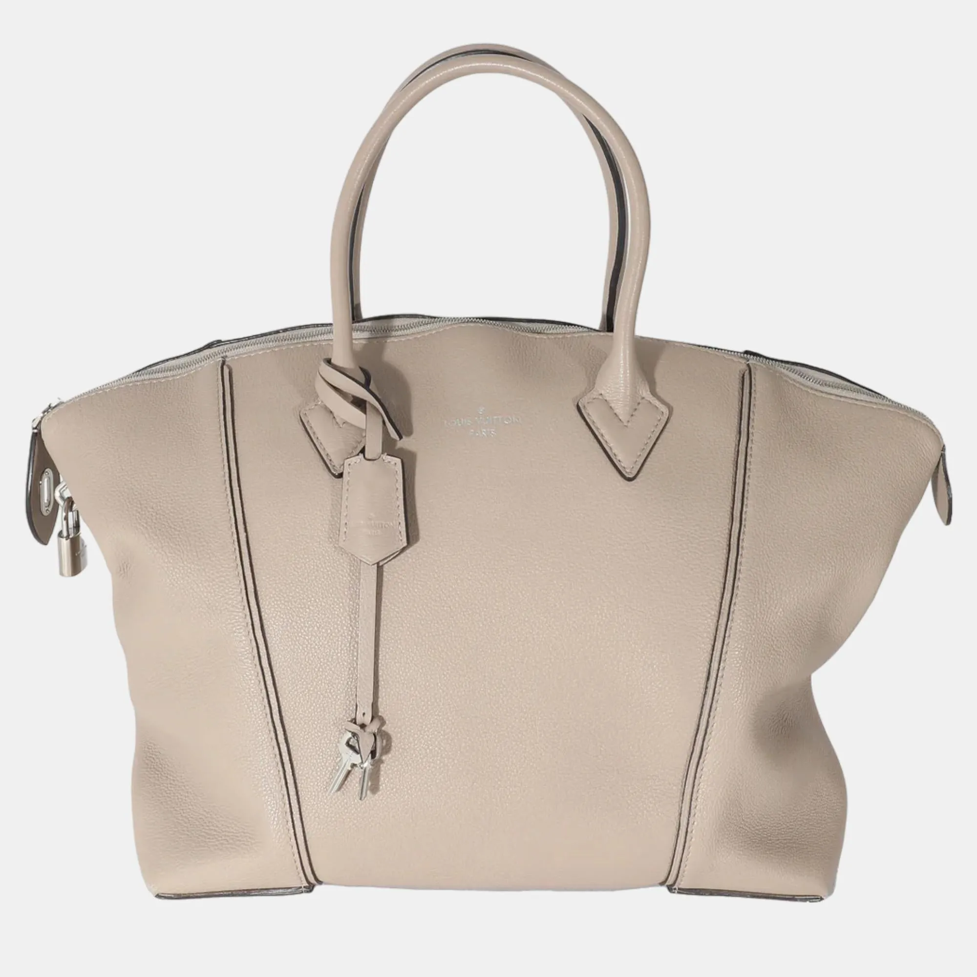 Beige Leather Soft Lockit PM Tote Bag