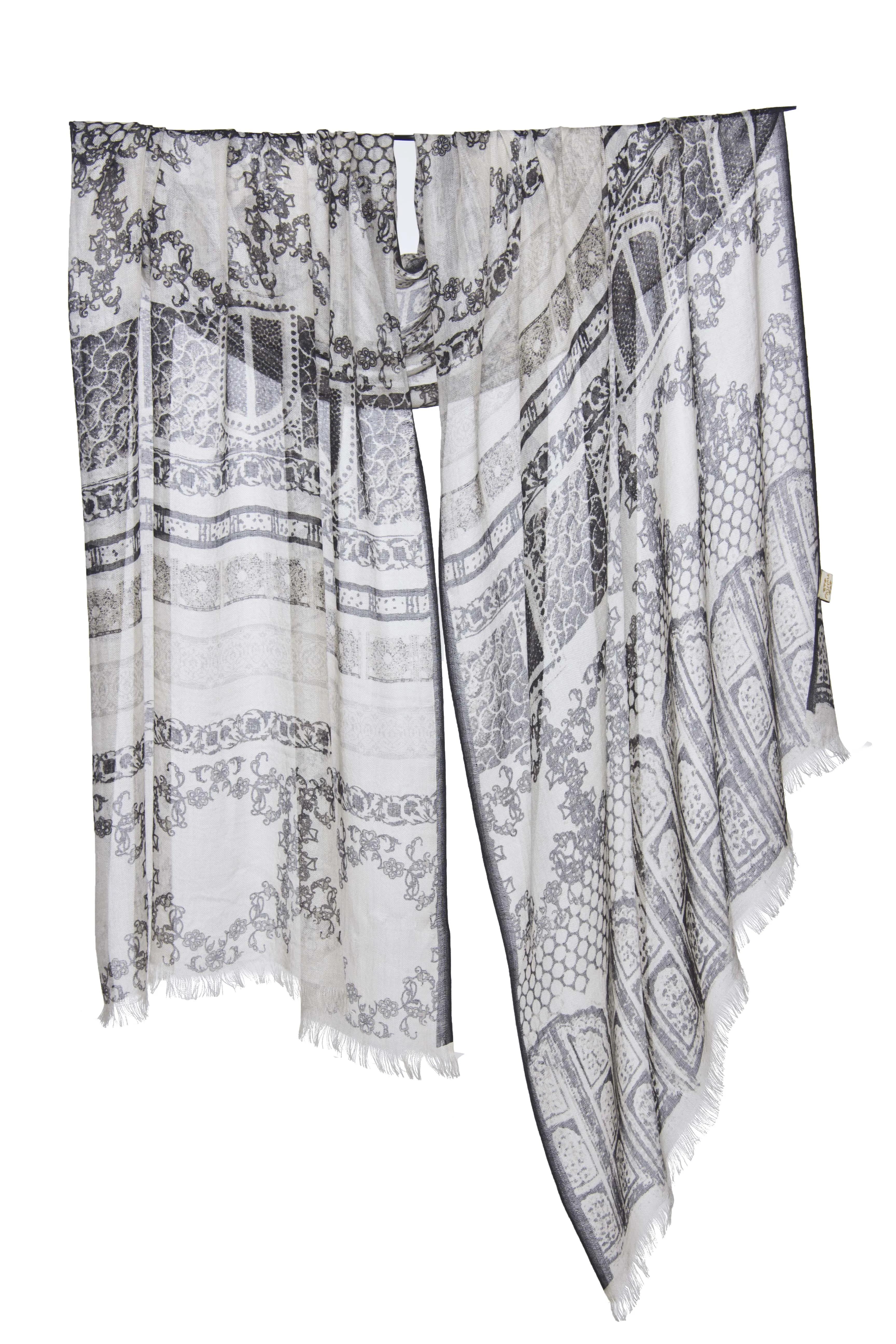 Black & White Contemporary Silk Cashmere Scarf