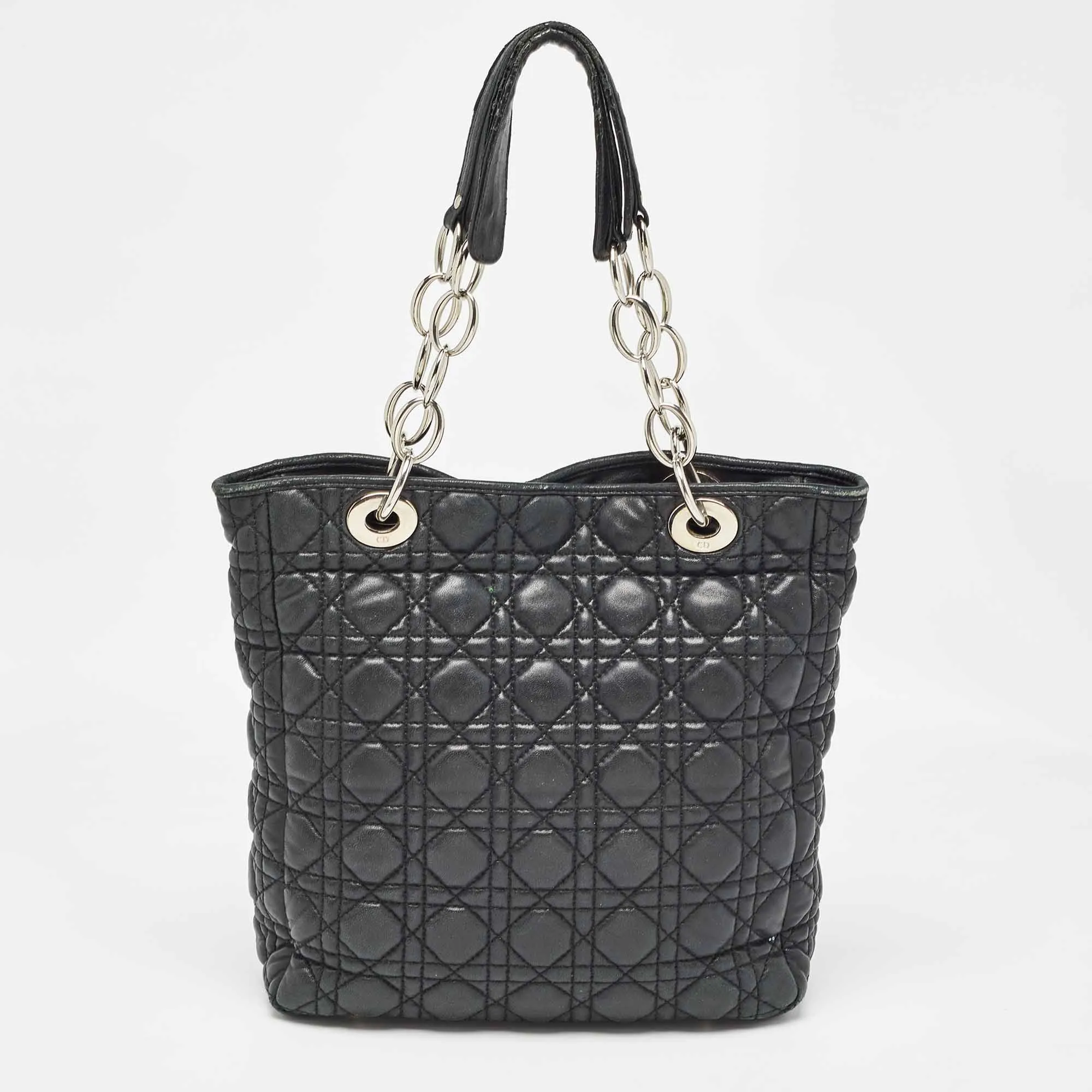 Black Cannage Quilted Leather Soft Lady Tote