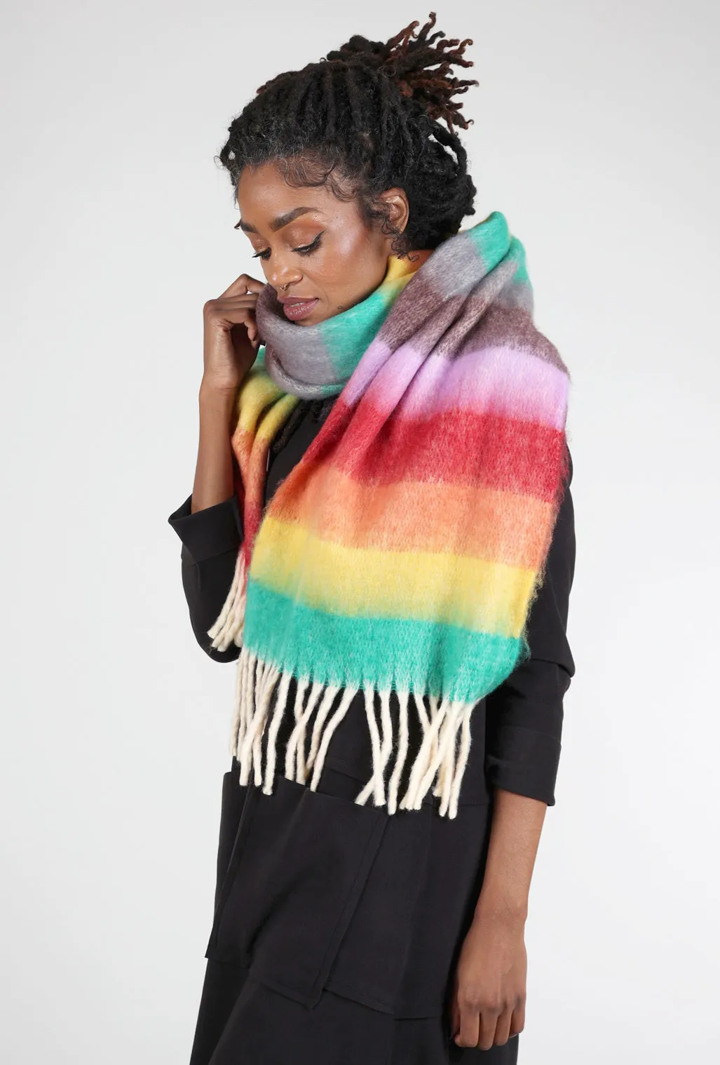 Brushed Colorblock Scarf, Rainbow