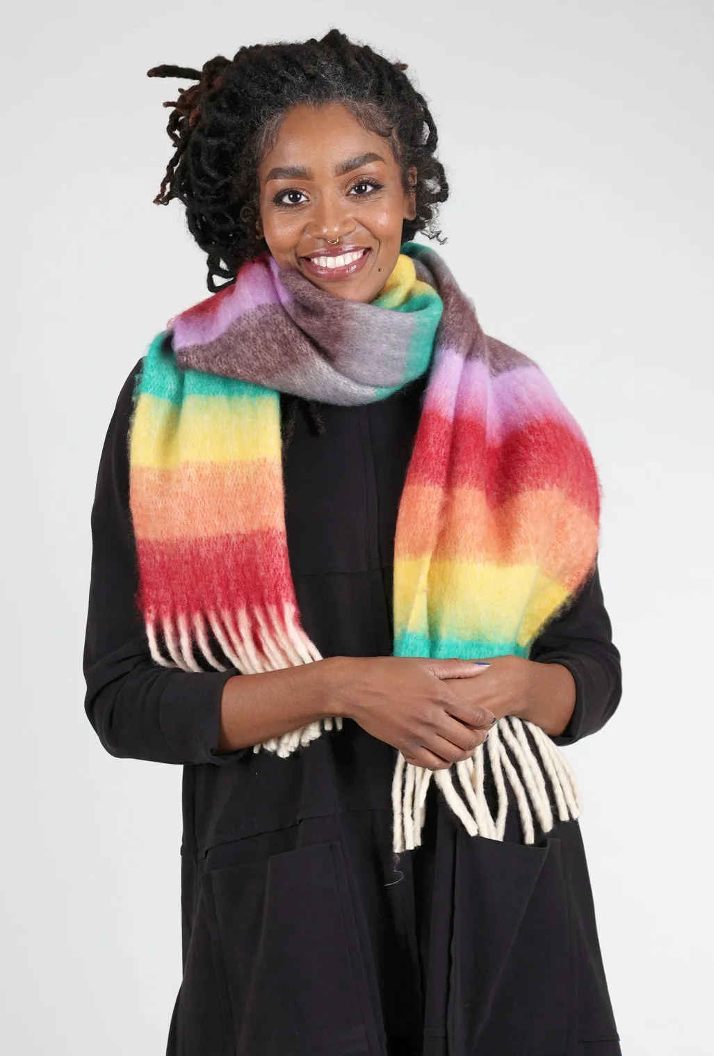 Brushed Colorblock Scarf, Rainbow