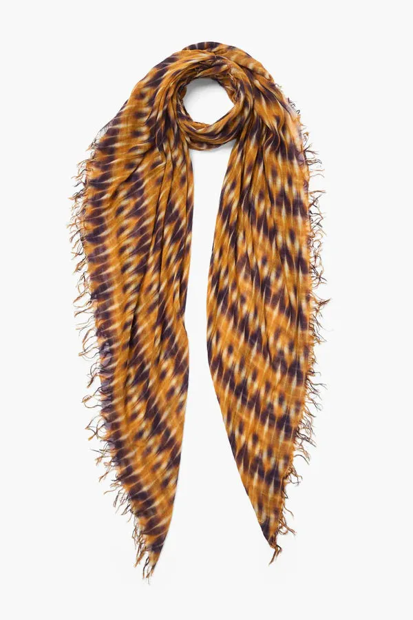 CASHMERE AND SILK SCARF YELLOW TIE DYE