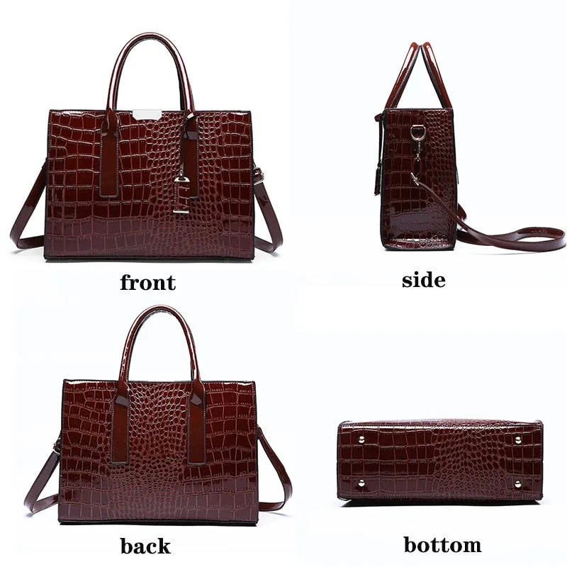 Christmas Gift Crocodile Pattern Shoulder Bags Luxury Oil Wax PU Leather Womens Bags Designer Women Crossbody Casual Handbag Female Tote Bags