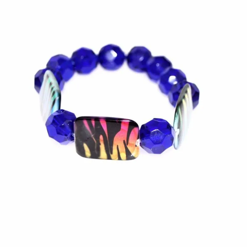 Chunky Blue Animal Prints Beaded Women's Bracelets