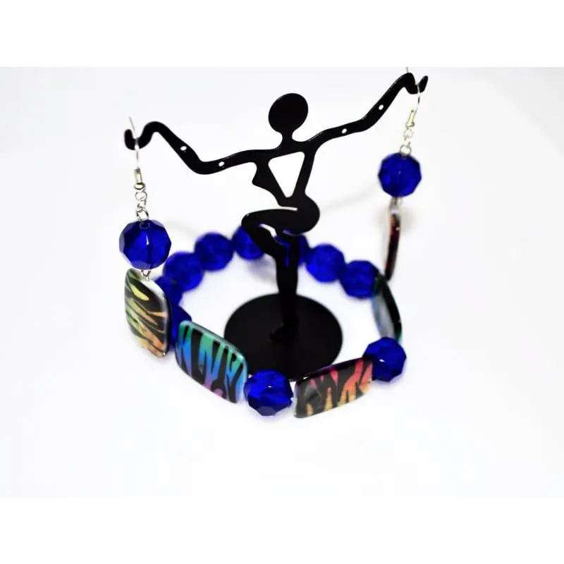 Chunky Blue Animal Prints Beaded Women's Bracelets