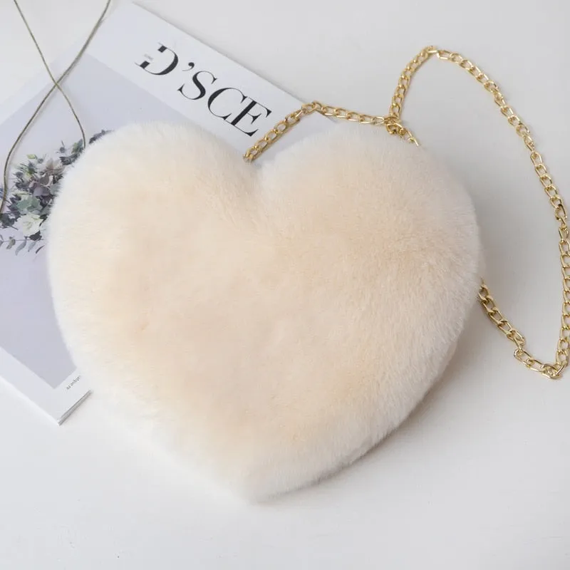 Cute Faux Fur Crossbody Bags Soft Plush Chain Shoulder Bag Totes