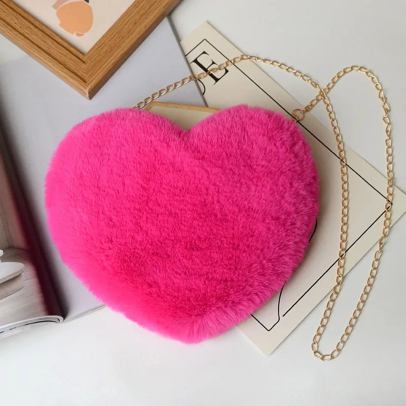 Cute Faux Fur Crossbody Bags Soft Plush Chain Shoulder Bag Totes