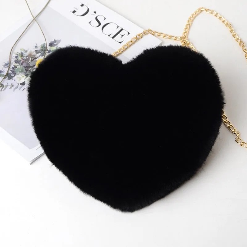 Cute Faux Fur Crossbody Bags Soft Plush Chain Shoulder Bag Totes