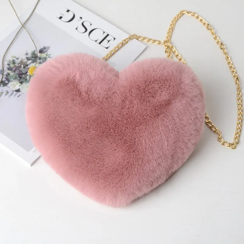 Cute Faux Fur Crossbody Bags Soft Plush Chain Shoulder Bag Totes