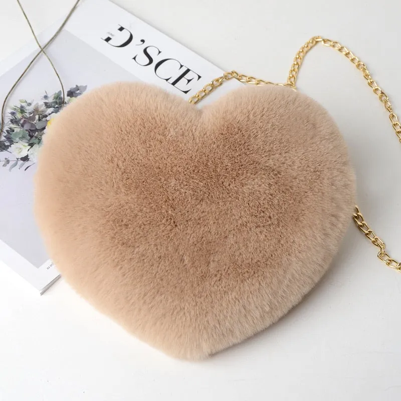 Cute Faux Fur Crossbody Bags Soft Plush Chain Shoulder Bag Totes