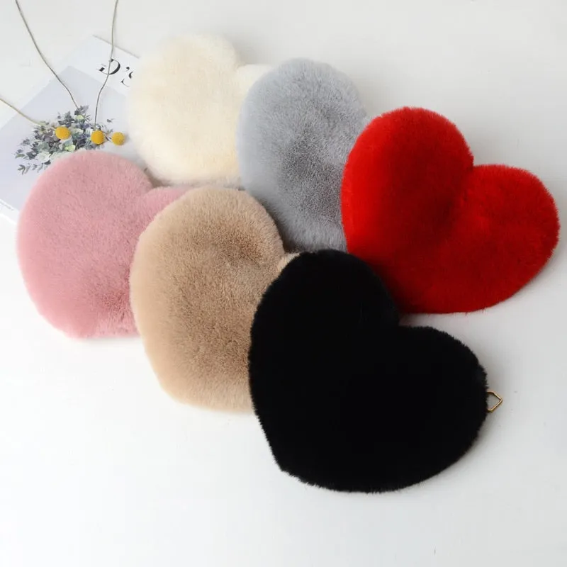 Cute Faux Fur Crossbody Bags Soft Plush Chain Shoulder Bag Totes