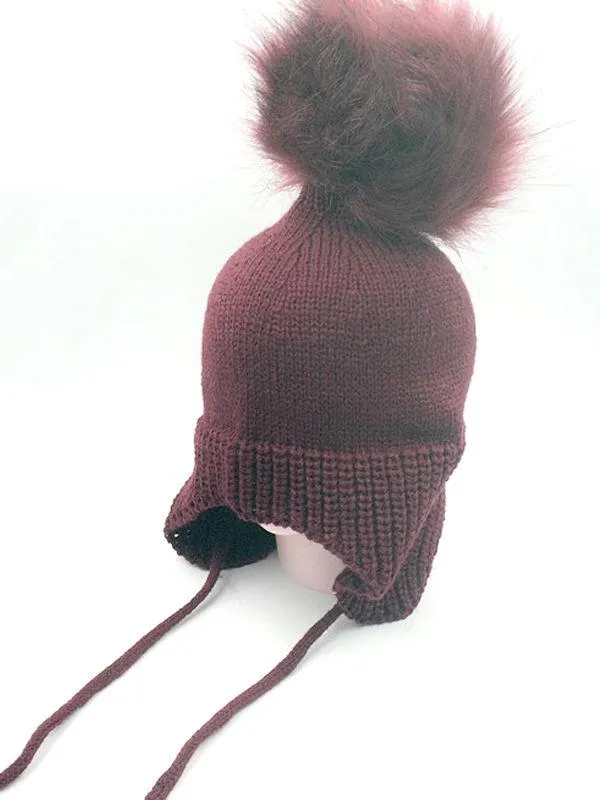 Cute Fuzzy Ball Knitting Wool Hat Babies Toddlers Accessory