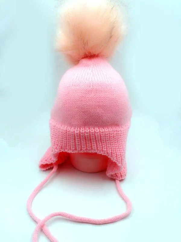 Cute Fuzzy Ball Knitting Wool Hat Babies Toddlers Accessory