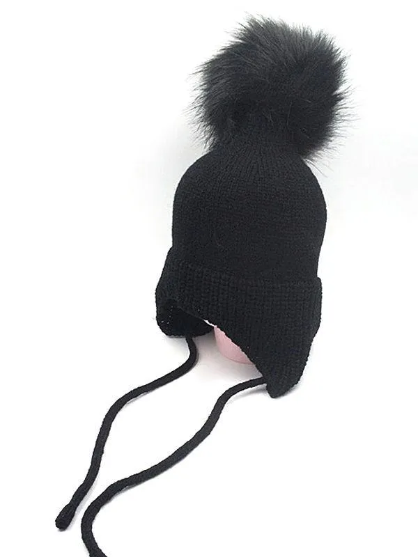 Cute Fuzzy Ball Knitting Wool Hat Babies Toddlers Accessory