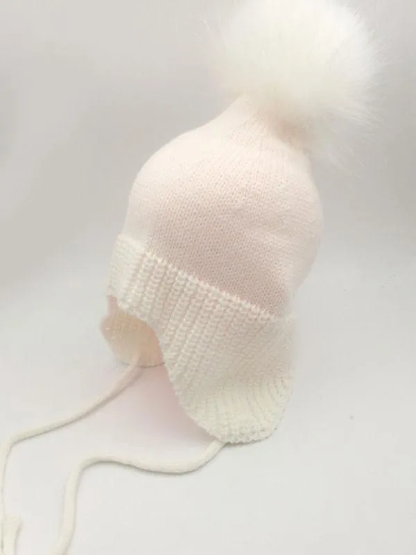 Cute Fuzzy Ball Knitting Wool Hat Babies Toddlers Accessory