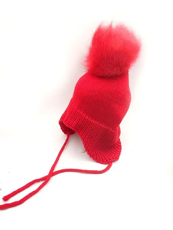 Cute Fuzzy Ball Knitting Wool Hat Babies Toddlers Accessory