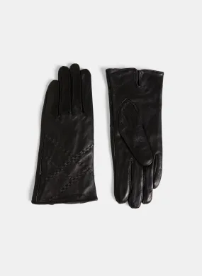 Decorative Stitching Vegan Leather Gloves