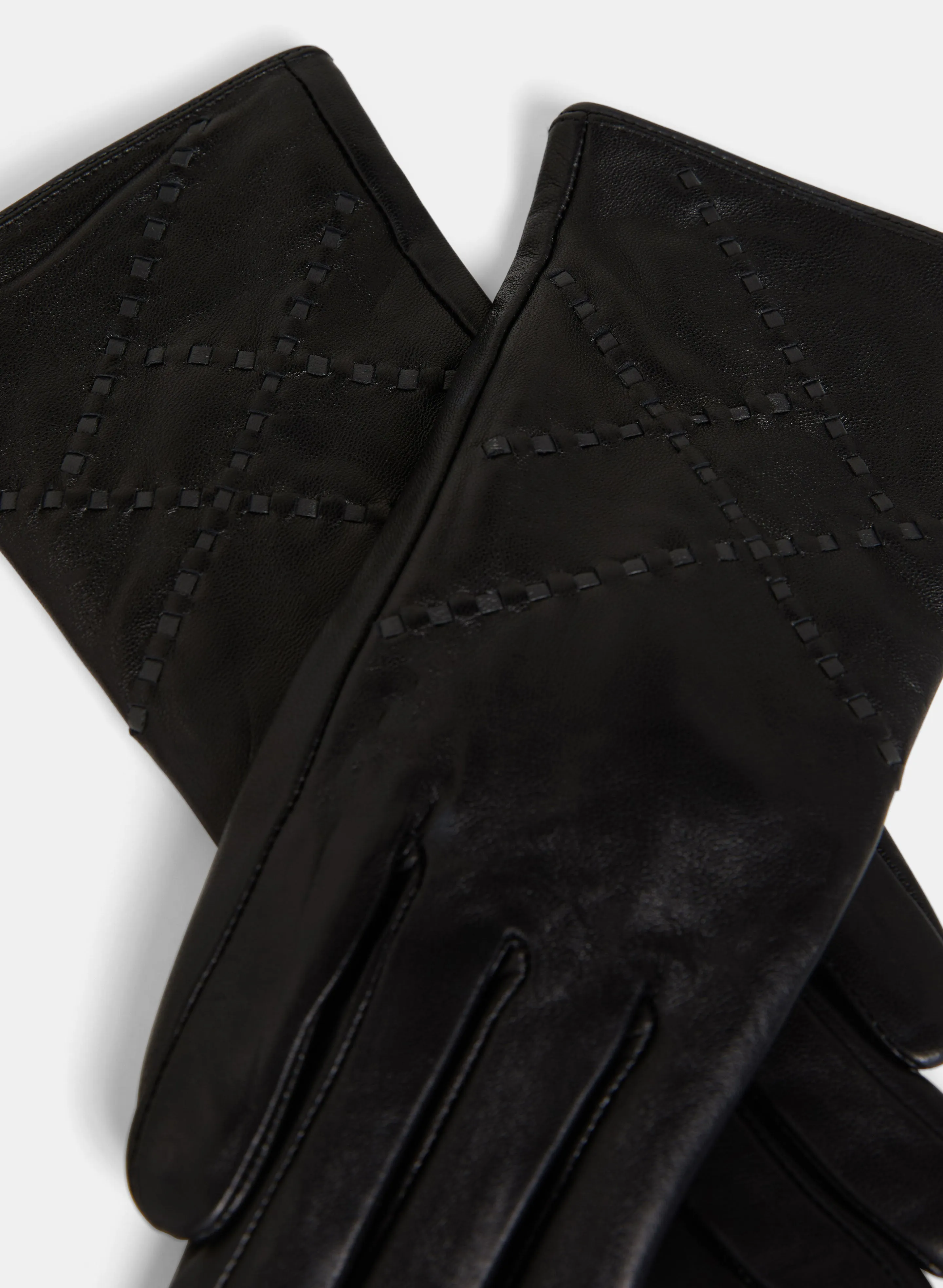 Decorative Stitching Vegan Leather Gloves