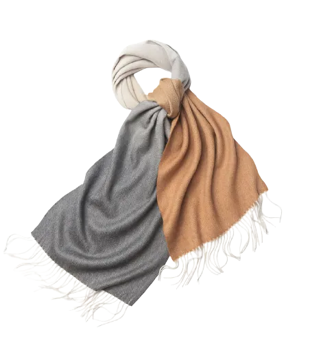 Degradé Lambswool Scarf Woven Grey White Camel