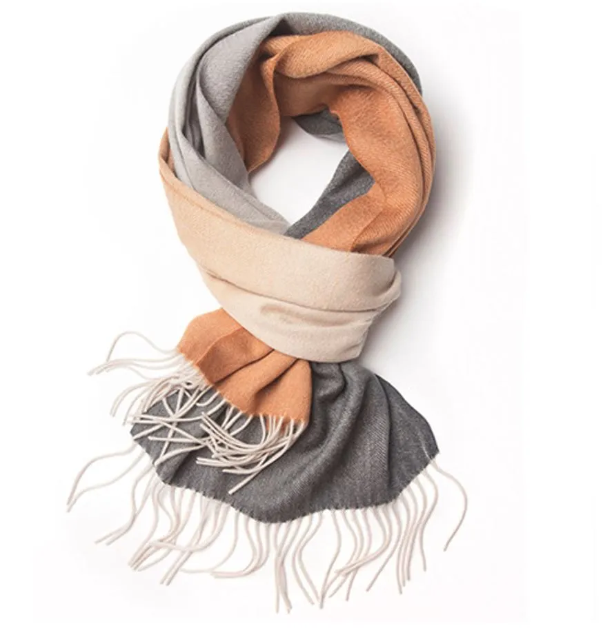 Degradé Lambswool Scarf Woven Grey White Camel