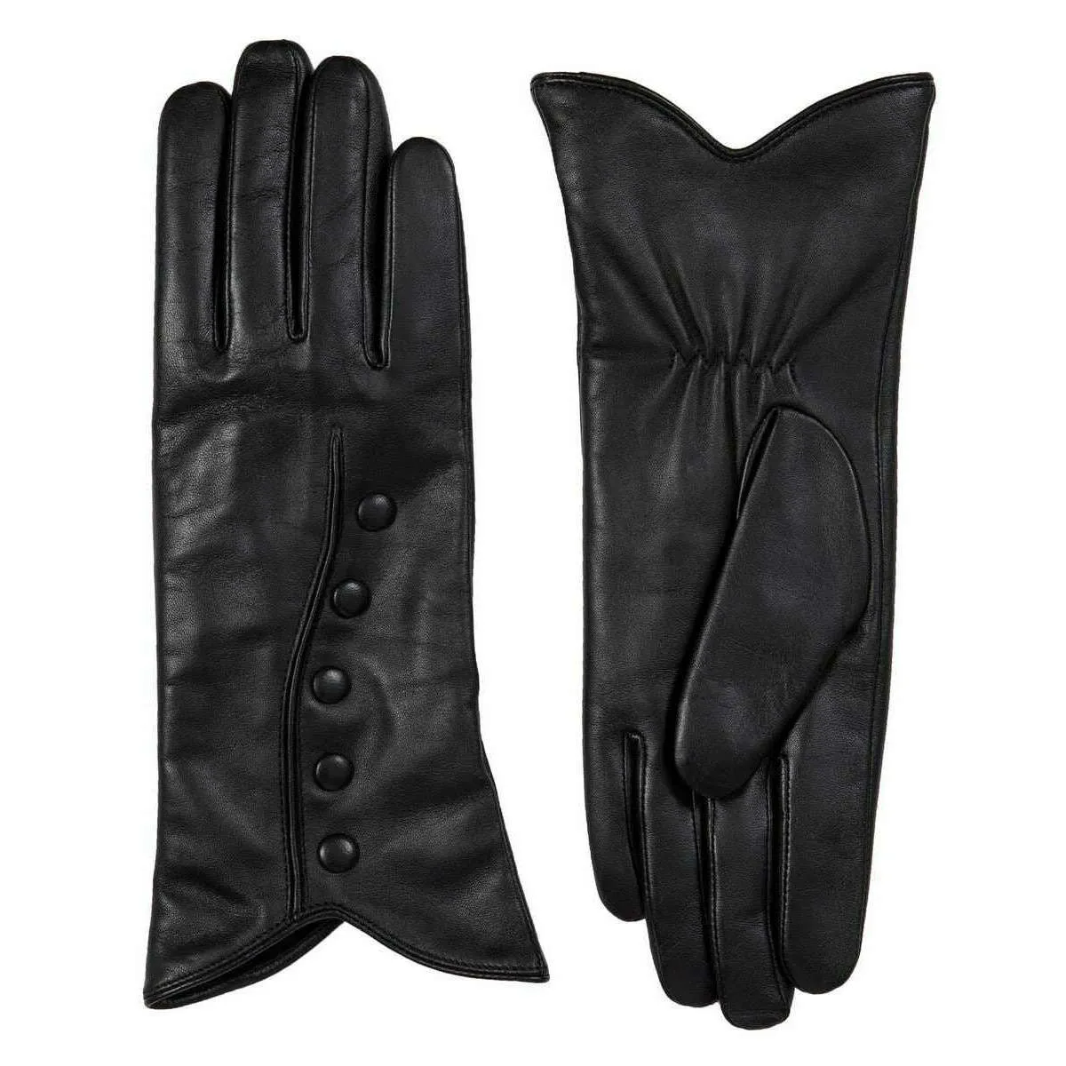 Dents Margot Wool-Lined Leather Gloves - Black