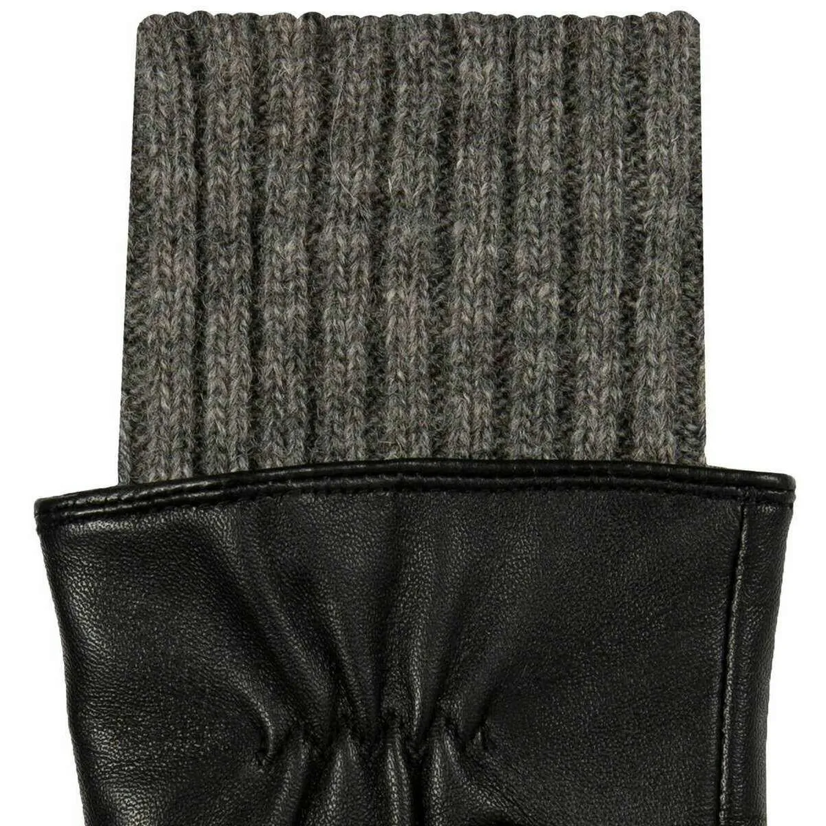 Dents Tamara Knitted Cuff Leather Gloves - Black/Charcoal