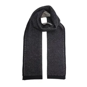 Diagonal stripe knitted Cashmere Scarf Voyager Blue Grey