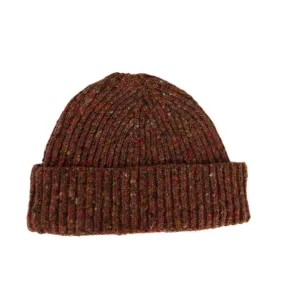 Donegal Knitted Beanie Hat in Rust