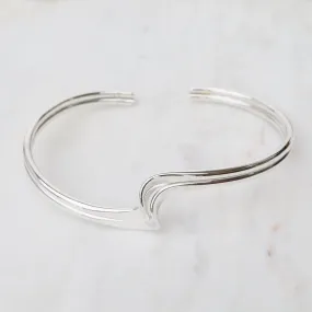 Double Wave Flat Sterling Silver Cuff