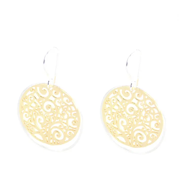 Earrings - Jali Round Gold Plated & Sterling Silver