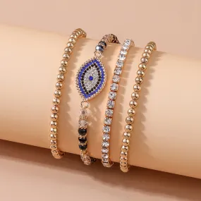 European And American New Simple Rhinestone Bracelet Set