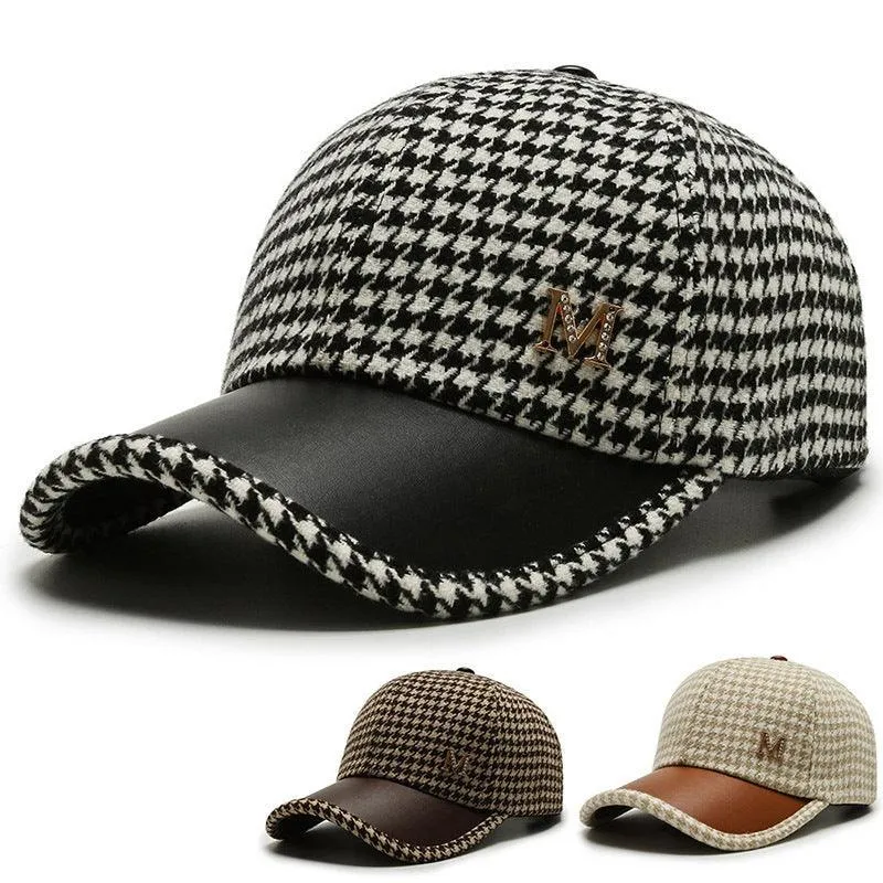 Fashion Houndstooth Fine Grid Baseball Cap