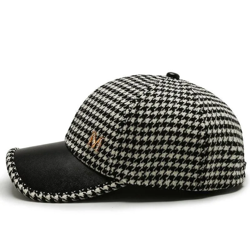 Fashion Houndstooth Fine Grid Baseball Cap