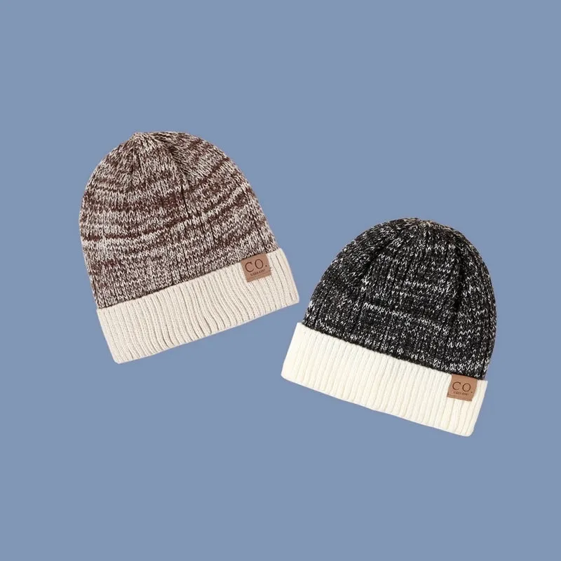 Fashion Leather Label Two-color Woolen Hat