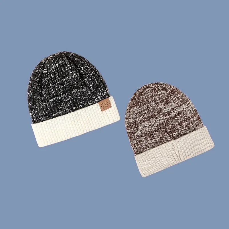 Fashion Leather Label Two-color Woolen Hat