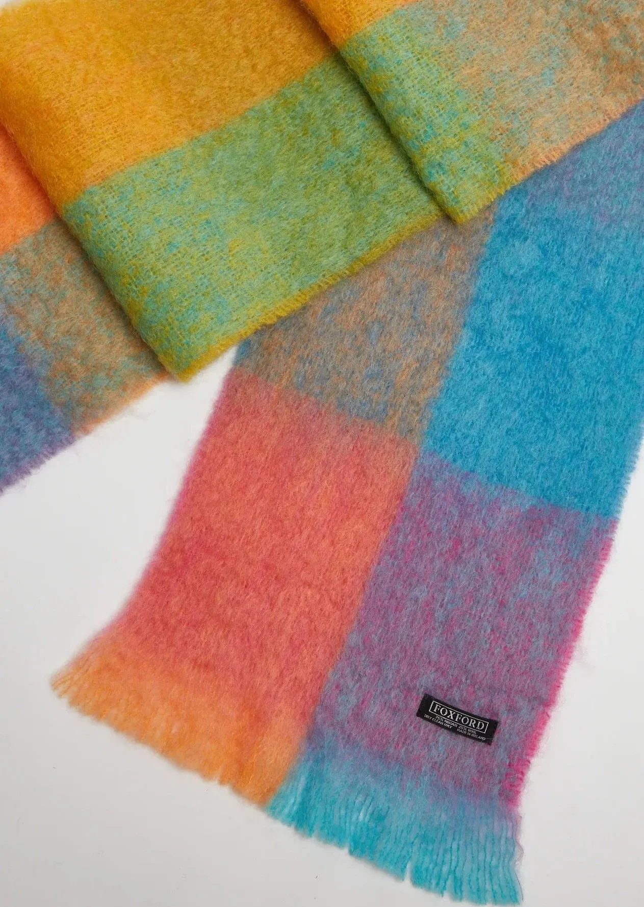 Foxford Giant Mohair Scarf | Teal Orange