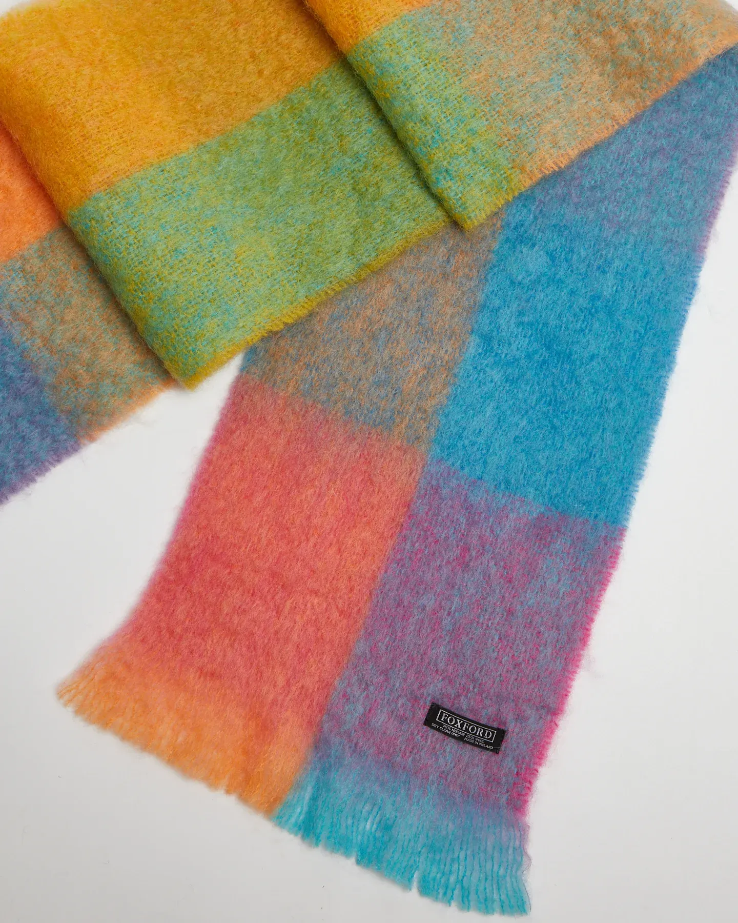 Foxford Teal And Orange Mohair Scarf