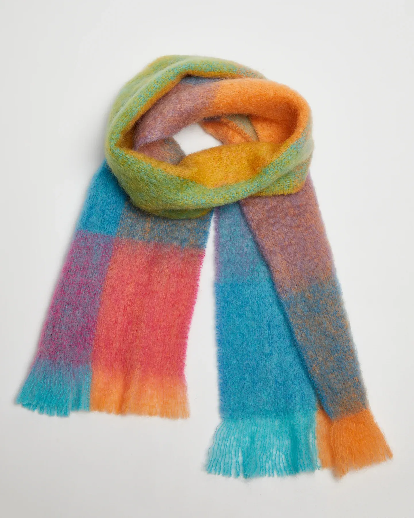 Foxford Teal And Orange Mohair Scarf